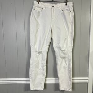 Judy Blue Boyfriend Fit Jeans Womens 15/32 White Distressed Stretch Denim Plus